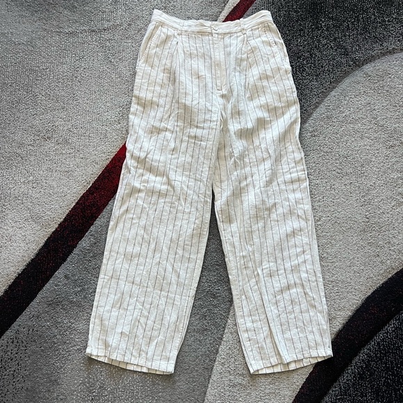 Urban Outfitters Pants - Urban Outfitters Ivory Stripe Linen Blend Wide Leg Pants